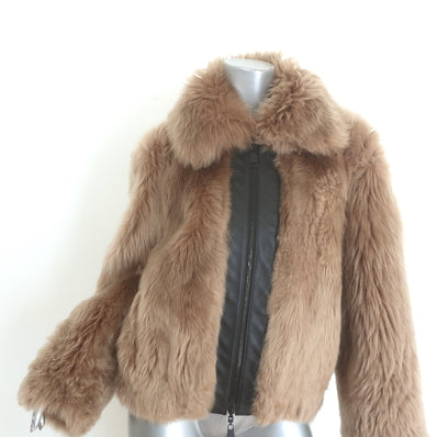 Zeynep Arcay reversible shearling and leather bomber jacket in beige, authentic pre-owned designer piece
