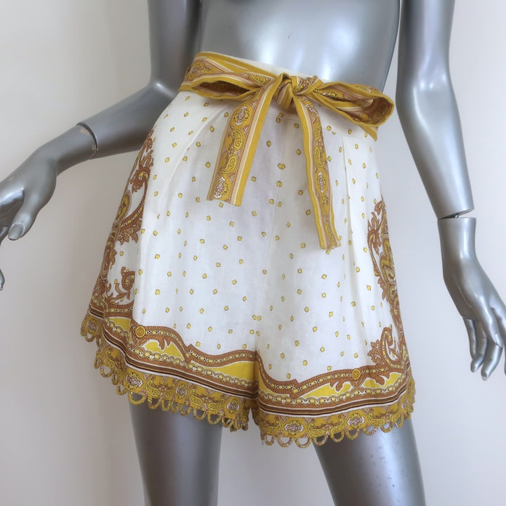 Zimmermann Bells Belted Tuck Shorts 
