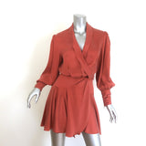 Zimmermann Blouson-Sleeve Mini Wrap Dress Crimson 