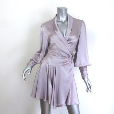 Zimmermann Blouson-Sleeve Mini Wrap Dress Lavender 