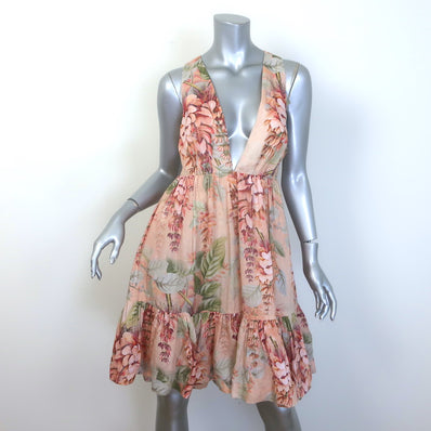 Zimmermann Candescent Plunge Neck Mini Dress