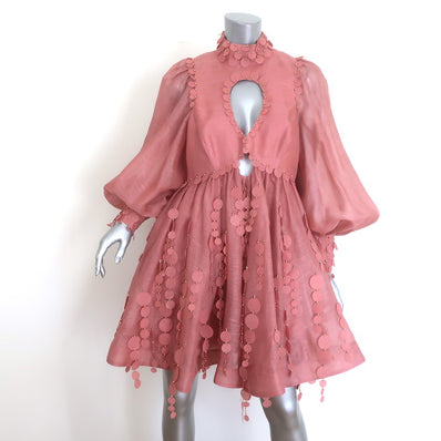 Zimmermann Concert Disc Keyhole Mini Dress Lipstick Pink 