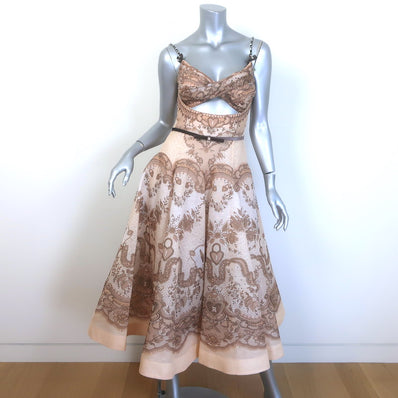 Zimmermann Crush Twist-Front Cutout Midi Dress 