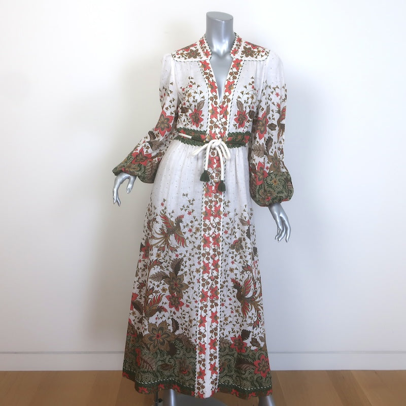 Zimmermann Empire Batik Belted Maxi Dress Cream