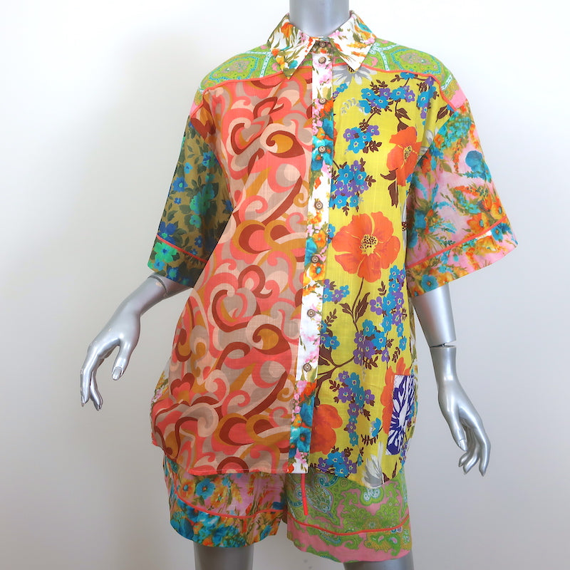 Zimmermann Estelle Spliced Shirt & Shorts Set Multicolor Floral Print Size 3 NEW
