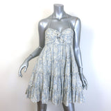 Zimmermann Helm Tiered Mini Dress Blue/Cream 