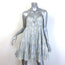Zimmermann Helm Tiered Mini Dress Blue/Cream Printed Linen-Cotton Size 0