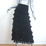Zimmermann Hypnotic Lace Frill maxi skirt in black knit (size 0), pre-owned luxury, gently worn with lace detailing