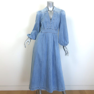 Zimmermann Lucky Denim Midi Dress Skylark Blue 