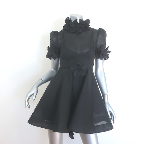 Zimmermann - Luminosity Flower Mini Dress, 0 Black