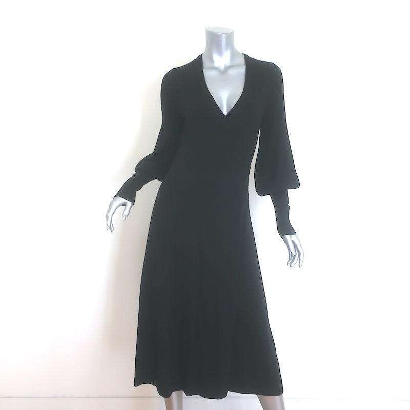 Zimmermann Merino Wool Blouson-Sleeve Midi Wrap Dress Black Size 0 – Celebrity Owned