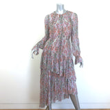 Zimmermann Ninety-Six Asymmetric Midi Dress Multi Paisley Print Chiffon Size 0
