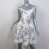 Zimmermann Picnic Lace-Trimmed Mini Dress Cream Floral Print Linen-Silk Size 0