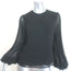 Zimmermann Pleated Chiffon-Sleeve Blouse Black Crepe Size 2