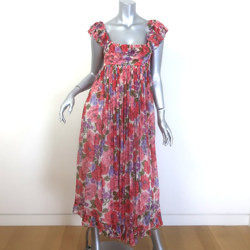 Zimmermann Poppy Frill Edge Tie-Back Midi Dress 