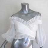 Zimmermann Postcard Pleated Fan Bodice Crop Top White Size 1 NEW