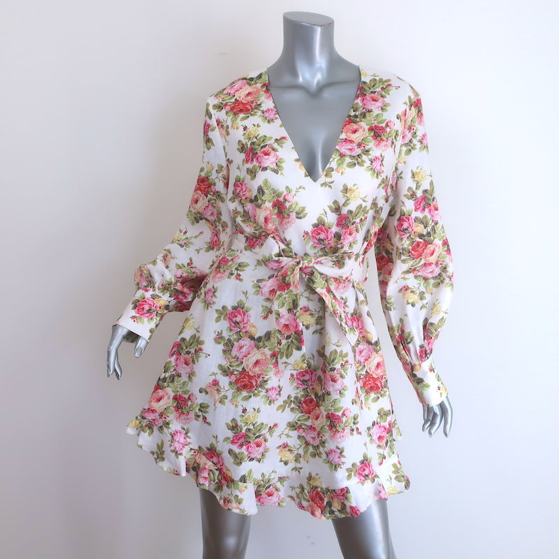 Zimmermann Radiate Flounce Dress Watermelon Bouquet Print 