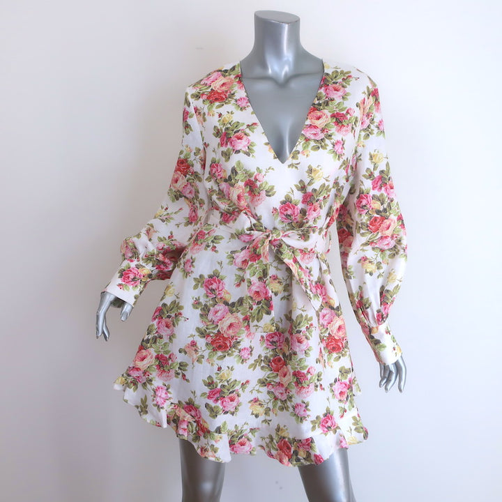 Zimmermann Radiate Flounce Dress Watermelon Bouquet Print 
