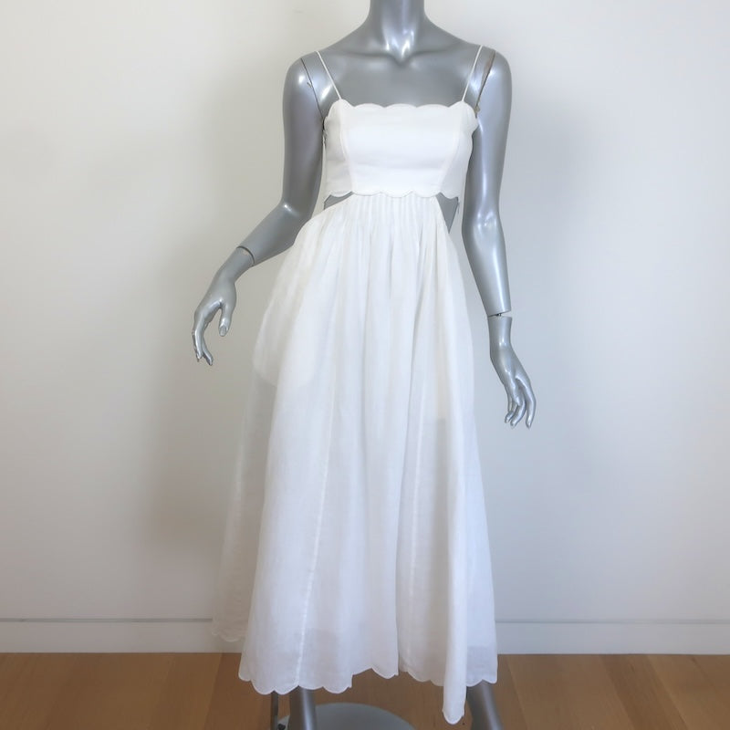 Zimmermann Rhiannon Cutout Scalloped Midi Dress White 