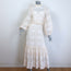Zimmermann Rhythmic Lace High Neck Belted Midi Dress Ivory Size 0