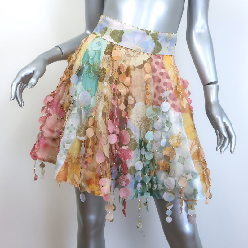 Zimmermann Tempo Patch Mini Skirt Multi Floral Print 