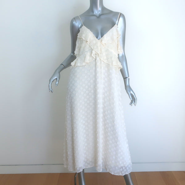 cream chiffon midi dress Zimmermann Textured Midi Slip Dress Cream Ruffled Chiffon Size 3 –  Celebrity Owned