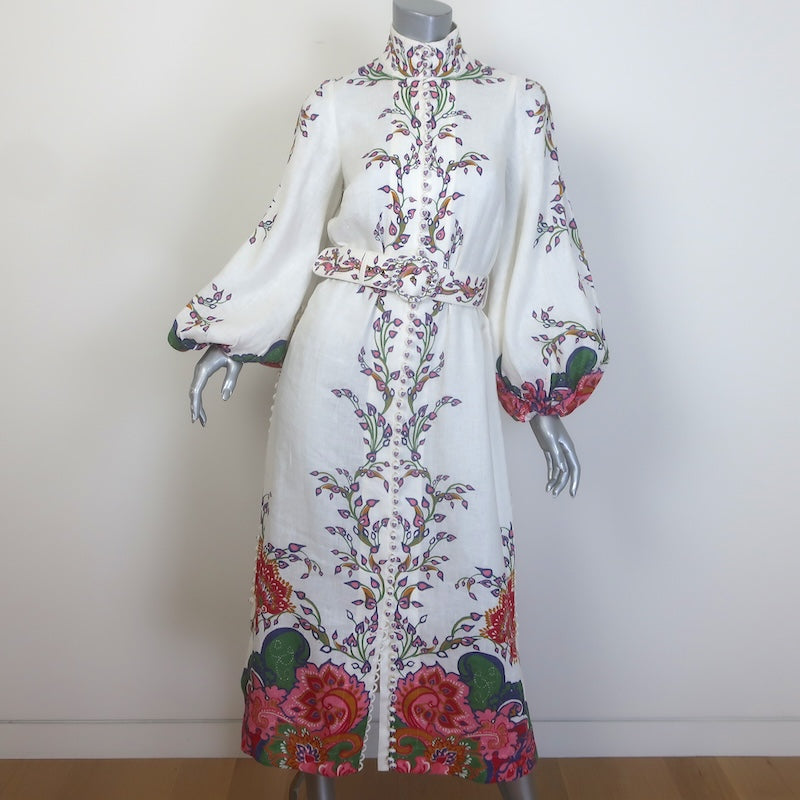 Zimmermann The Lovestruck Belted Buttoned Midi Dress 