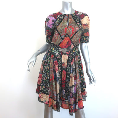 Zimmermann Trinity Artisan Patchwork Dress Multicolor Cotton-Silk Size 0