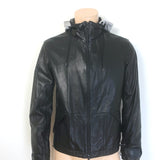 adidas Y-3 Perforated Logo Hooded Leather Jacket 