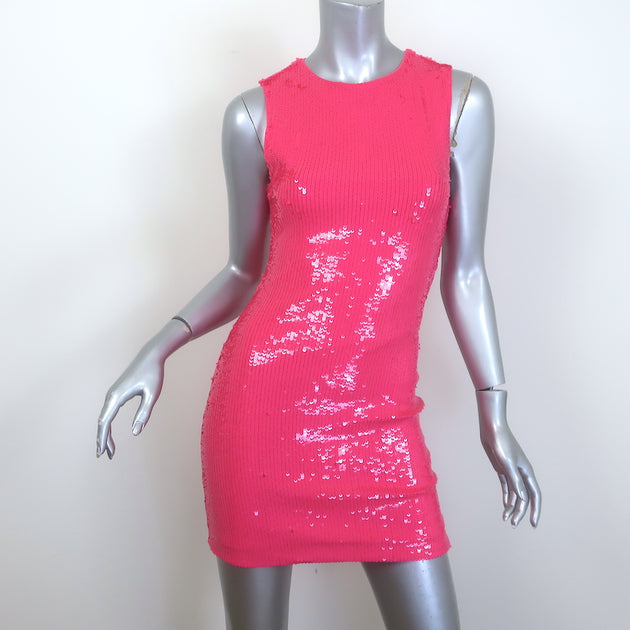 delora mini dress Alice + Olivia Delora Sequin Mini Dress in Wild Pink, Size 2