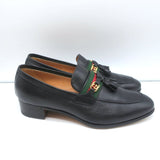 Gucci Paride GG Tassel Loafers Black Leather Size 37.5