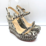 Christian Louboutin Cataclou Studded Snake Print Espadrille Wedges Size 37