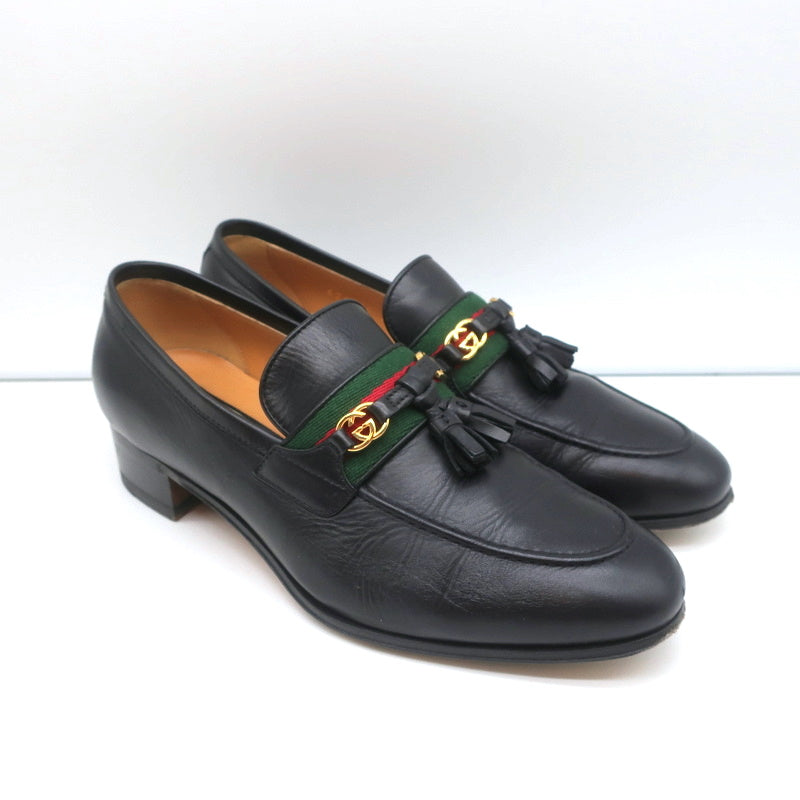 Gucci Paride GG Tassel Loafers Black Leather Size 37.5 – Celebrity