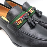 Gucci Paride GG Tassel Loafers Black Leather Size 37.5