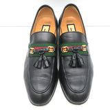 Gucci Paride GG Tassel Loafers Black Leather Size 37.5