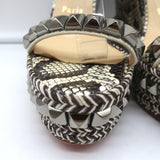 Christian Louboutin Cataclou Studded Snake Print Espadrille Wedges Size 37