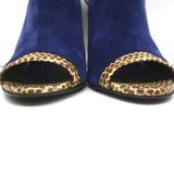 Bottega Veneta Slingback Sandals Navy Suede and Natural Snakeskin Size 39 NEW