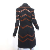 Richard Tyler Couture Coat Black Wool with Brown Leather Trim Size 8 NEW