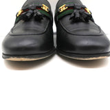 Gucci Paride GG Tassel Loafers Black Leather Size 37.5