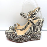Christian Louboutin Cataclou Studded Snake Print Espadrille Wedges Size 37