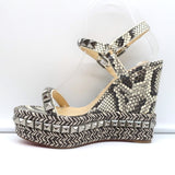Christian Louboutin Cataclou Studded Snake Print Espadrille Wedges Size 37
