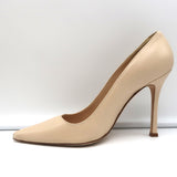 Manolo Blahnik Para Pumps Nude Leather Size 38.5 Pointed Toe Heels