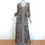 Nanette Lepore Maxi Dress Apache Beige Printed Silk Size 2 V-Neck 3/4 Sleeve