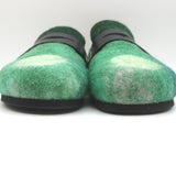 JW Anderson Felt Clog Mules Green Landscape Size 37 Backless Penny Loafers