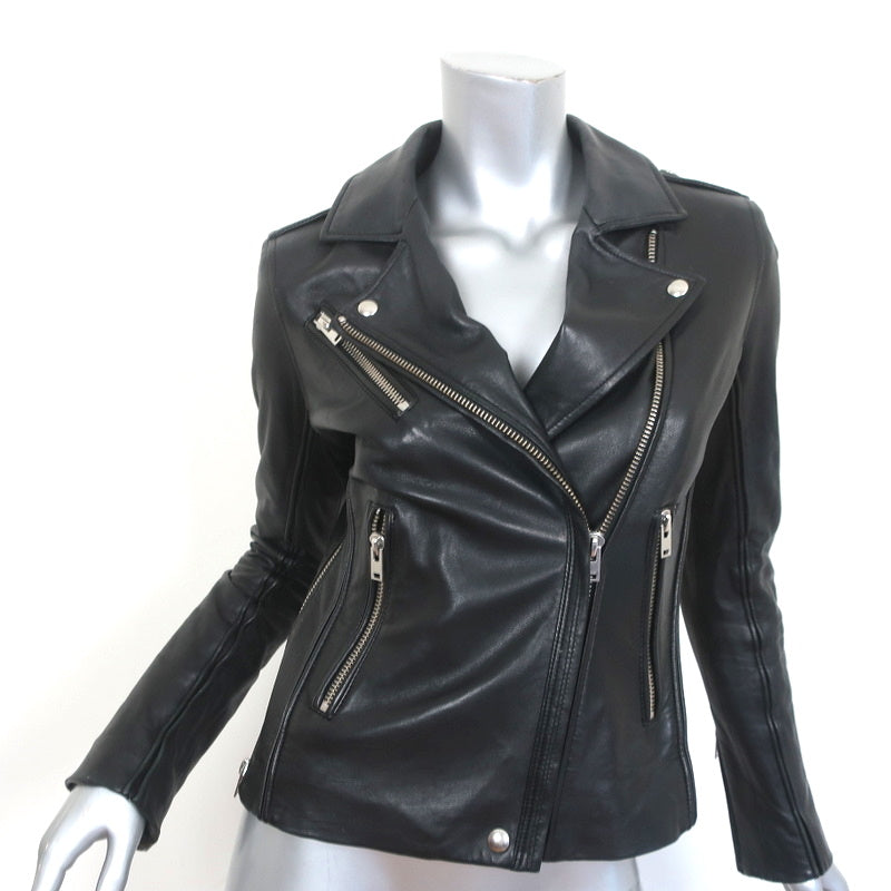 Owned Moto Tara Jacket 38 Black Leather Biker Celebrity – Jacket Size Side-Zip IRO