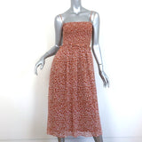 Joie Midi Dress Ambroise Copper Smocked Printed Silk Size Extra Small