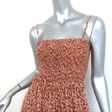 Joie Midi Dress Ambroise Copper Smocked Printed Silk Size Extra Small