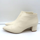 Theory Booties Cream Leather Size 37 Pointed Toe Ankle Boots