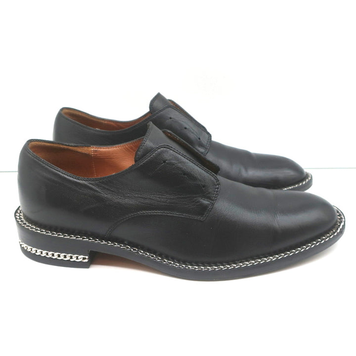 Givenchy Chain-Wrapped Derby Oxfords Black Leather Size 37 Laceless Loafers