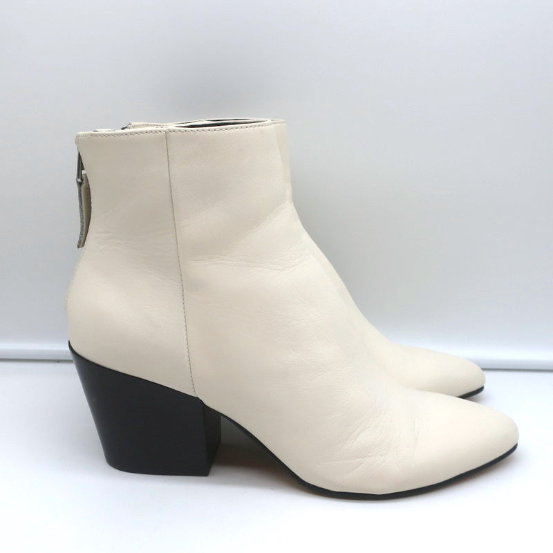 Dolce Vita Coltyn Ankle Boots Cream Leather Size 7.5 Pointed Toe Booties